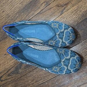 Rothy's Sea Moss Floral Teal Rounded Toe Retired Size 8